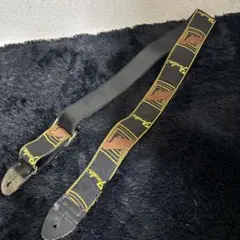 フェンダー　モノグラム　メタルバックル　横ロゴ　逆ロゴ Fender Monogrammed Strap Black/Yellow 1970s 横ロゴ メタル