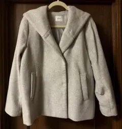 LOWRYS FARMグレー ウール混合 ピーコート