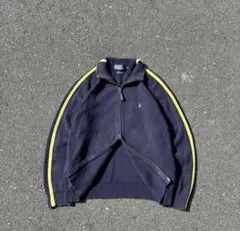 90s Ralph Lauren ダブルジップ ドライバーズニット サイドライン