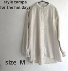 stylezampafortheholidaysバンドカラーシャツ ベージュ長袖のサムネイル