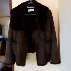 ブラウン ムートンコート ショート丈