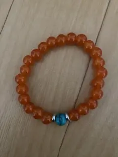 オレンジ天然石ターコイズブレスレット
