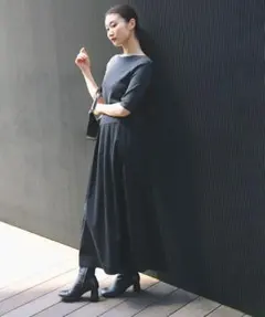 (L07117)Demi-Luxe BEAMS ニット ドッキング ワンピースのサムネイル