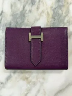 エルメスミニ財布新品送料込パープルコンパクト