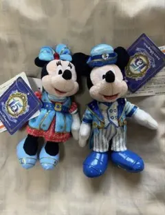 ディズニーシー15周年 ミッキーマウスミニーマウスぬいぐるみバッジ