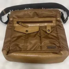CROCODILE ショルダーバッグ ブラウン ナイロン レザー