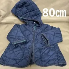 ネイビー　キルティングジャケット フード付き