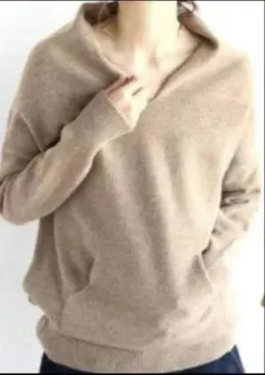 スコットクラブ　ドウミルサンクベージュ Vネック 長袖ニット