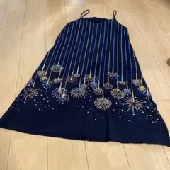 グラニフ　花火プリント ネイビー キャミワンピース　サイズF