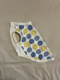 ハンドメイド 春夏物 ニット スマイル柄 犬服 タンクトップ Mサイズ