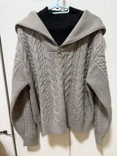 トップス　ニット　モカ　グレーのサムネイル