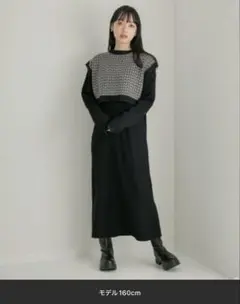 LOWRYSFARMブラックロングニットワンピース Fサイズ　ワンピースのみ