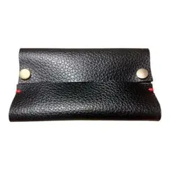 ハンドメイド ポケットティッシュケース 革 濃緑