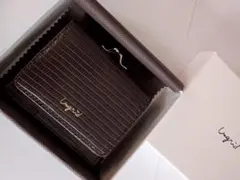 Ungrid ミニ財布 三つ折りがま口 ブラウン リザード カード入れ