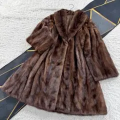 総丈102㎝ 着物襟 デミバフミンク ファーコート XL相当 ドロップショルダー