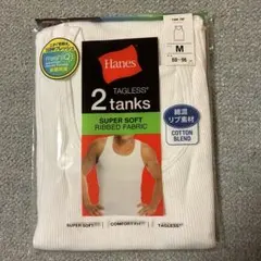 Hanes ヘインズ TAGLESS リブ　タンクトップ2枚セット M白のサムネイル