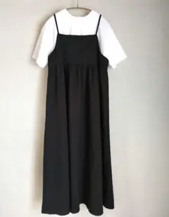 黒のキャミワンピース バックリボン付き （※中のTシャツは商品ではありません）