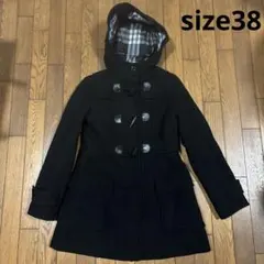 バーバリー／三陽商会／size38／黒／ダッフルコート フード付き