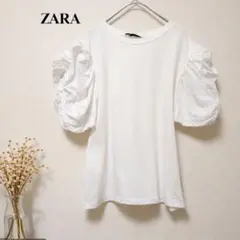 ZARA パフスリーブ トップス 半袖 ホワイト 白 S ボリューム袖