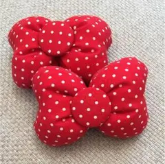 ♡コメントで2個450円！♡可愛い♡赤✖︎小さい白ドットのリボンゴム二個セット！