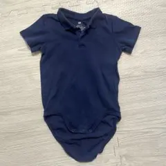 H&M 衿つき半袖ボディースーツ　ネイビー