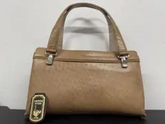 ★レトロ良品★オーストリッチ革ハンドバッグ希少デザイン♪