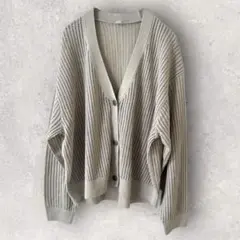 ユニクロ XL メッシュVネックショートカーディガン 麻 ライトグレー