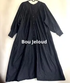 【Bou Jeloud】 Aラインシャツワンピ　ピンタック　マキシ丈ワンピース