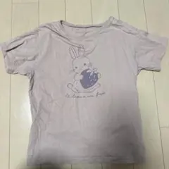 anyFAM Tシャツ 150cm ウサギ イチゴ柄 ラベンダー　薄ピンク