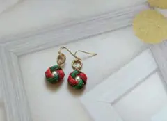 ☆和ピアス(No.53)☆クリスマス☆クラフトバンド☆イヤリング変更可