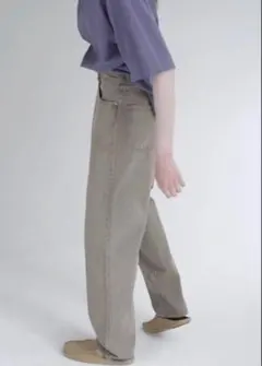 HARD TWIST FADED BROWN DENIM WIDE PANTSのサムネイル