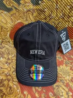 ニューエラNew Era ロゴBlack色White刺繍男女用キャップフリサイズ