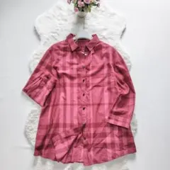 大きいサイズ44✨美品 バーバリーロンドン ノバ メガチェックシャツ 赤