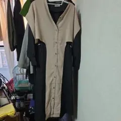 osmosis ベージュ・ブラック シャツワンピース