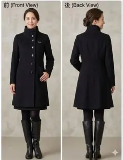 Barbie 黒のウール ダブルボタンコート