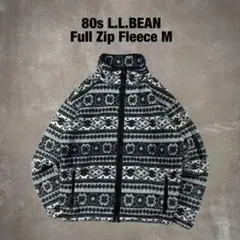 80s llbean フルジップ フリースジャケット 雪柄 総柄 ボア M