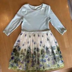 ニットプランナー　花柄七分袖ワンピース 140