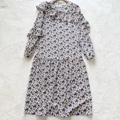 【極美品】ドノバン 花柄フリルロングワンピース 長袖 総柄 フリーサイズ