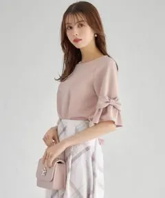 りぼん付き袖口フレアカットプルオーバー　tocco closetのサムネイル