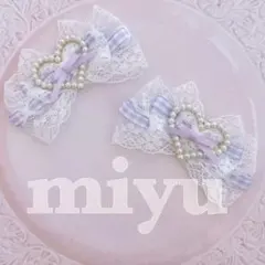 ヘアクリップ（スウィートハート♡レース♡紫）ロリータ　ヘアメ　推し活　担当カラー