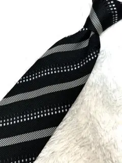 D'URBAN ブラック✖️シルバー　ストライプ ネクタイ　イタリア製　【美品】
