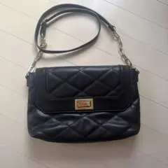 INDIVI クロコ型押し レザーバッグ ハンドバッグ 黒 フォーマル 通勤 