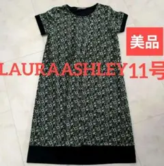 ローラアシュレイ　花柄 半袖 膝丈ワンピース　　半袖　オールシーズン