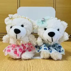 【タグ付き】クマのぬいぐるみペアセット キーチェーン【鎌倉お土産品】