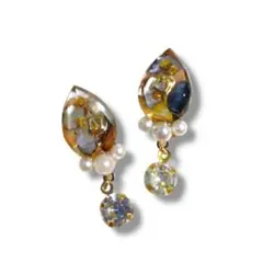 ハンドメイド ピアス イヤリング レジン シェル 揺れる ドロップ