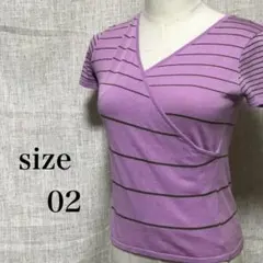 ho hop デザインストライプカットソー半袖 サイズ02