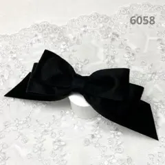 6058 ハンドメイドヘアゴム たらりんリボン 木馬リボン スエード ブラック