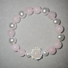 天然石 ブレスレット ローズクォーツ シェルパール
