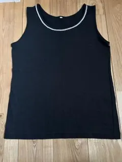 タンクトップ パール装飾 ブラック Ｍ