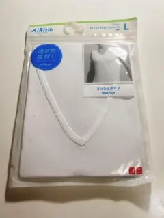 【新品】UNIQLO AIRism メッシュVネック ノースリーブ L ホワイトのサムネイル
